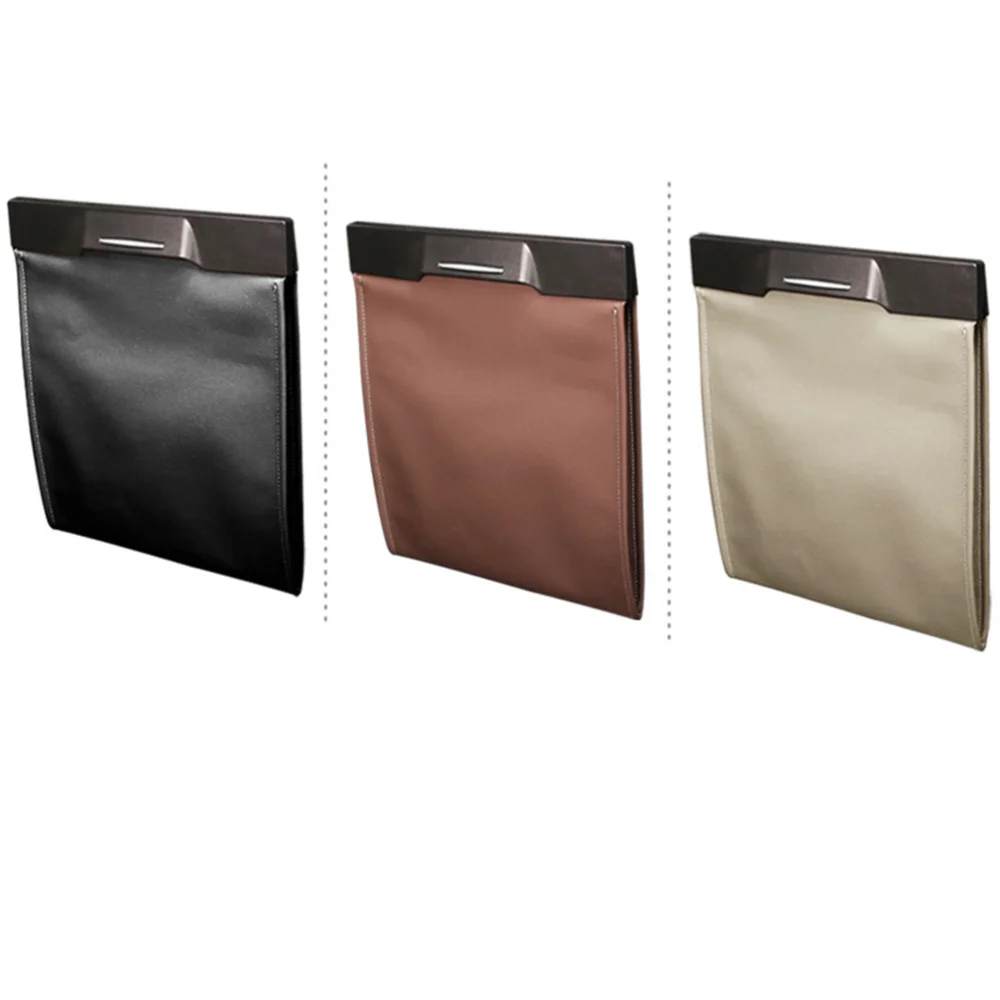 

Car Trash Bag Car Storage Bag Car Hanging Garbage Foldable Bag Leather Storage Bag (Black)