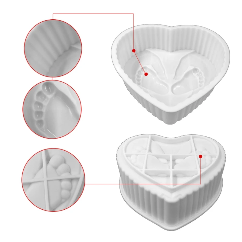 

Valentine's Day Mold 3D Heart Footprint Silicone Mould Mousse Cake Chocolate 95AA