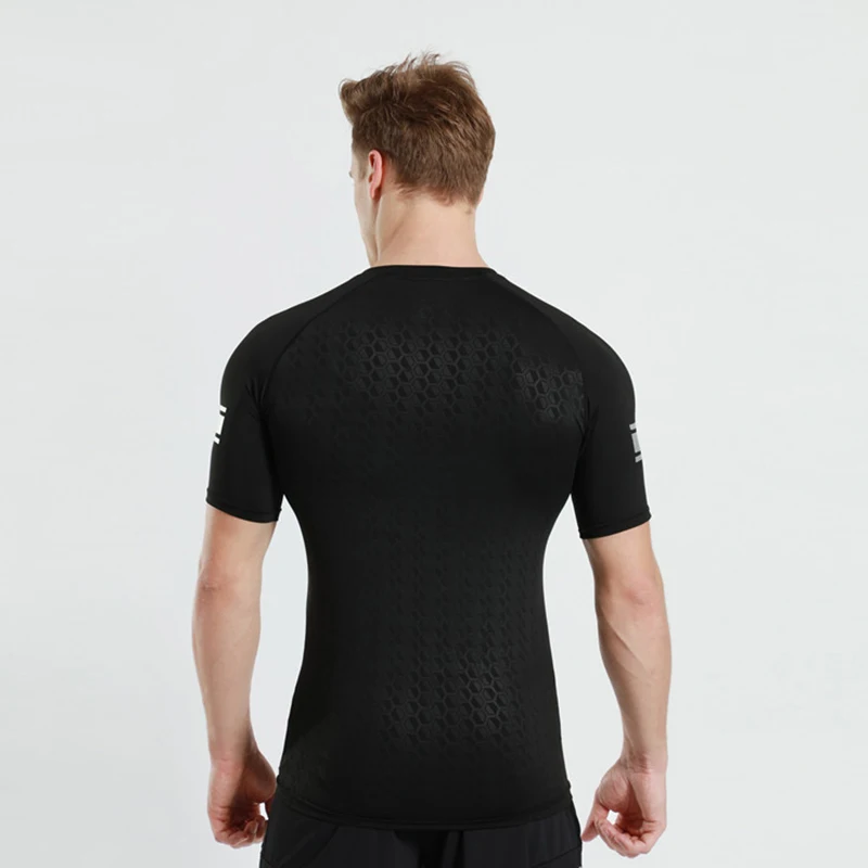 Мужская спортивная одежда Черная Спортивная футболка для бега тренажерного зала
