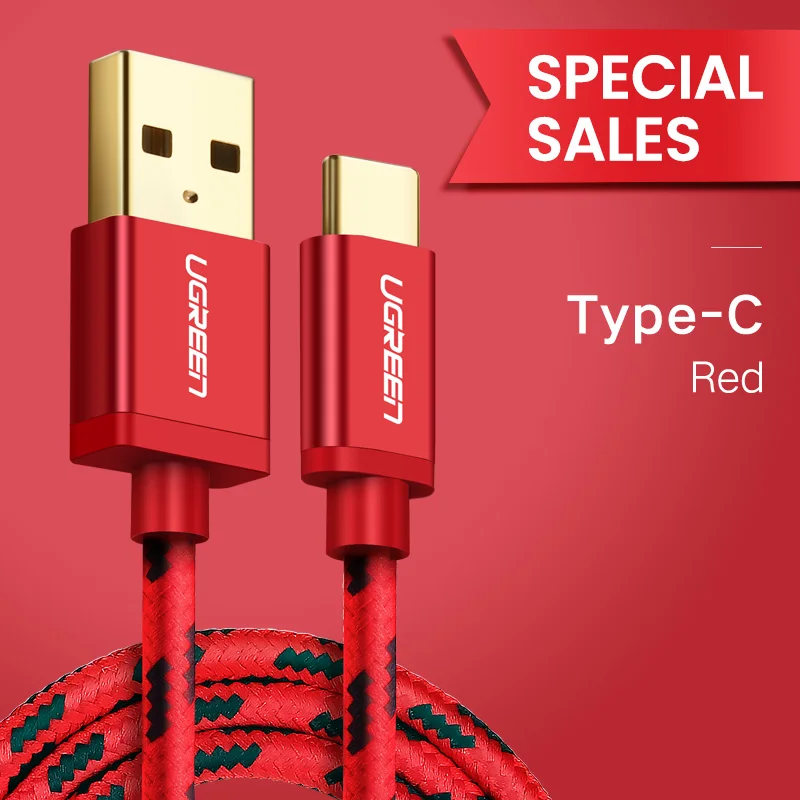 Ugreen usb type c кабель зарядное устройство кабель типа с usb зарядное устройство кабель для xiaomi mi 4c mi5 4S oneplus 2 nexus 5 5x6 P meizu usb C - Цвет: Red