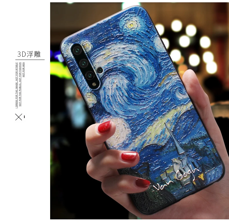 Винтаж Звездная ночь картина маслом рельефный чехол для huawei nova 5 Pro, nova 5i pro, nova 4, nova 4e(P30 Lite) крышка