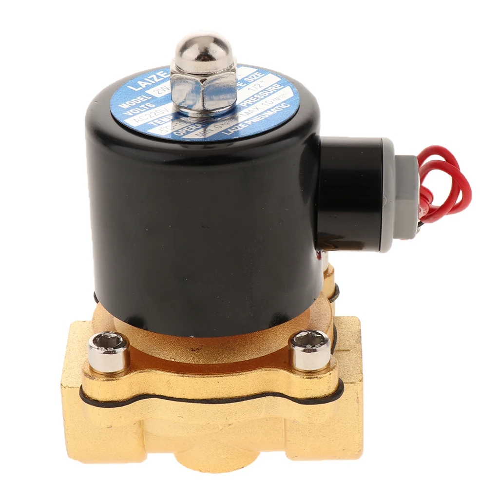 

1/2 Inch Brass Electric Solenoid Valve 220V AC Normally Closed N/C, Direct Acting, for Air Water Oil