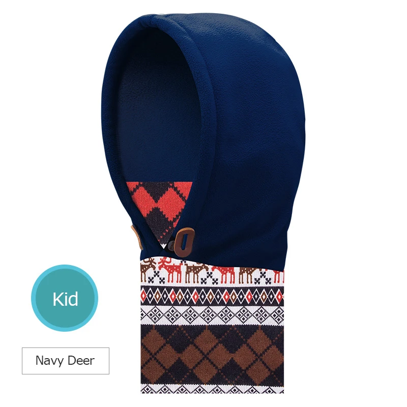 E813 Navy Deer AONIJIE E802 унисекс для взрослых и детей, двухслойная Зимняя Теплая Флисовая Балаклава, лыжная шапка, маска, шарф для бега - Цвет: E813 Navy Deer