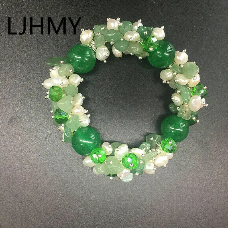 Камень белый жемчуг с бисером Бохо массивные эффектные Браслеты эластичные