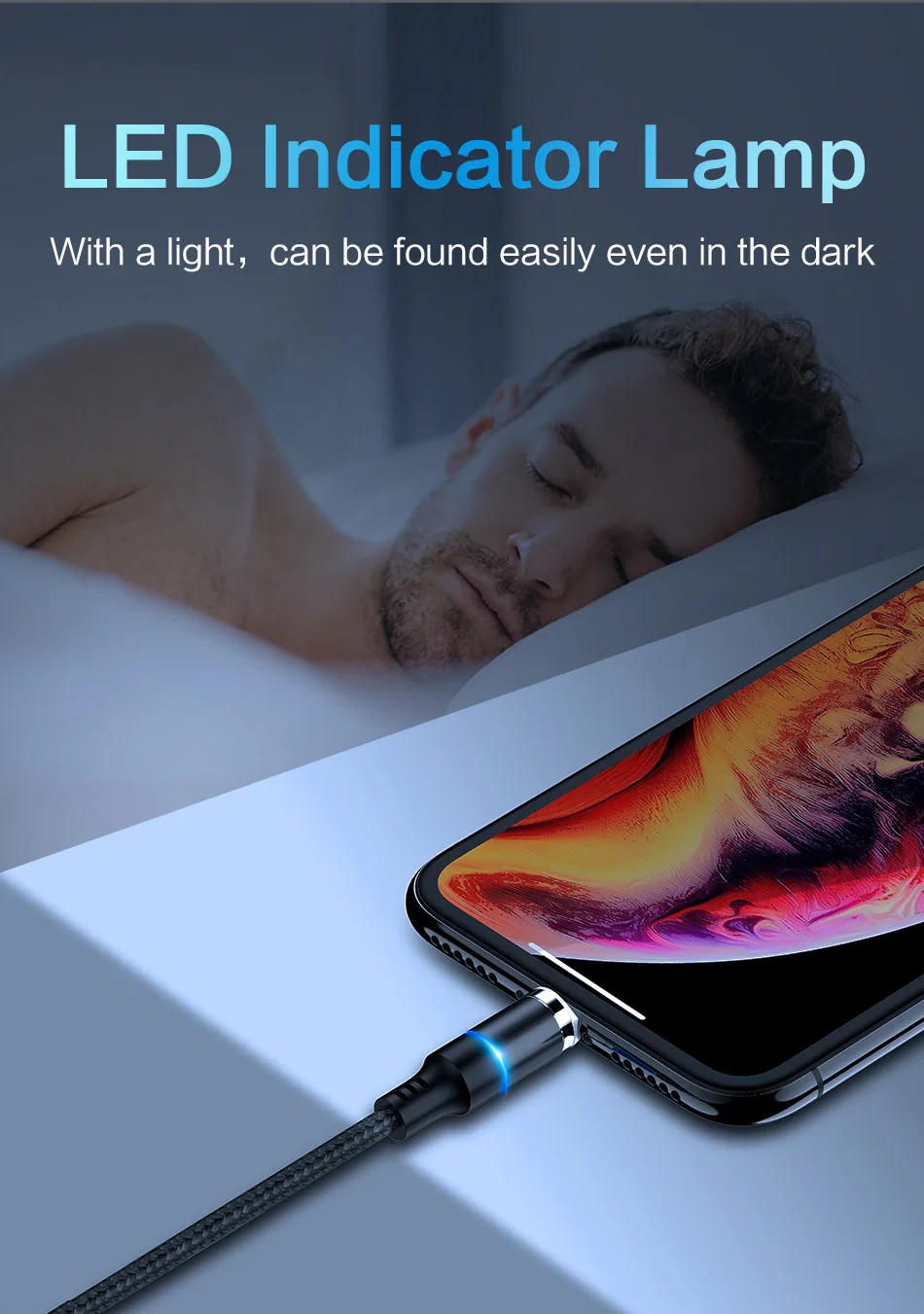 3-в-1 3A Магнитный Зарядное устройство высококачественный ТПЭ Кабель Micro-USB C-type