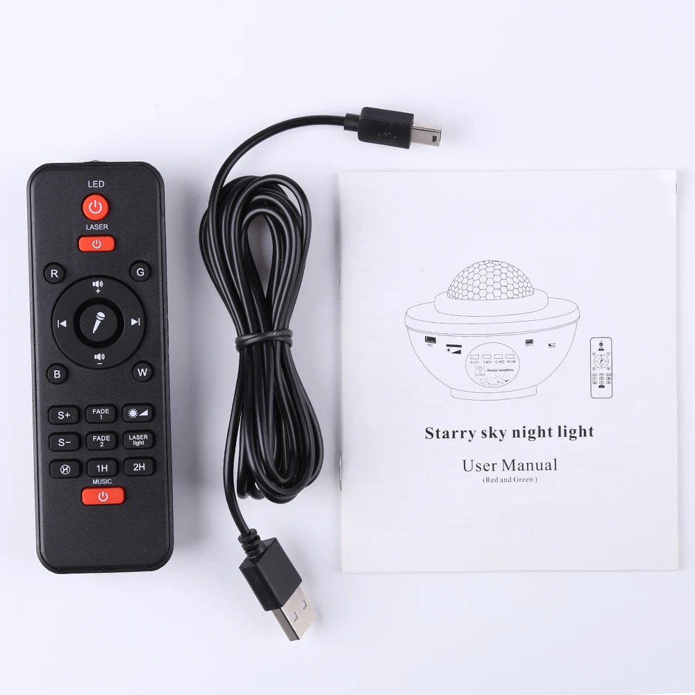 

LED Red Star Night Light Bluetooth USB Projector Intelligent Music Starry Water Wave Light Night Light Corridor Bathroom