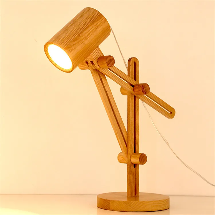 Европейская деревянная настольная лампа в стиле ретро E26 120 В Светодиодная