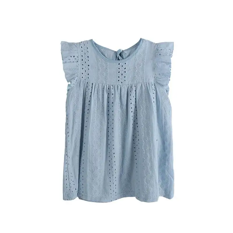 

2020 Summer New Baby Girls Dress Solid Little Girls Cotton Dresses Cute Kids Fly Sleeve Dress Children Casual Beach Dress, #8651