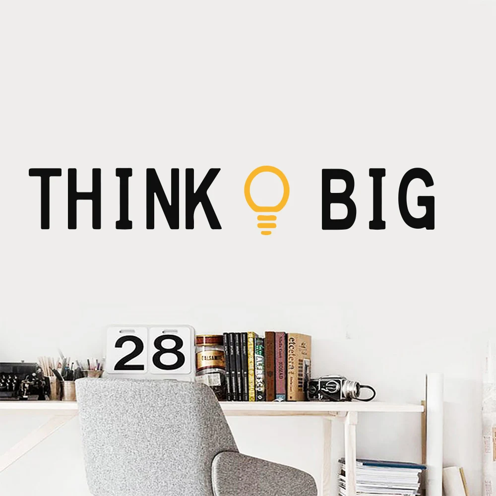 Цитаты Think Big Gold Idea домашние настенные наклейки росписи искусство офисный класс