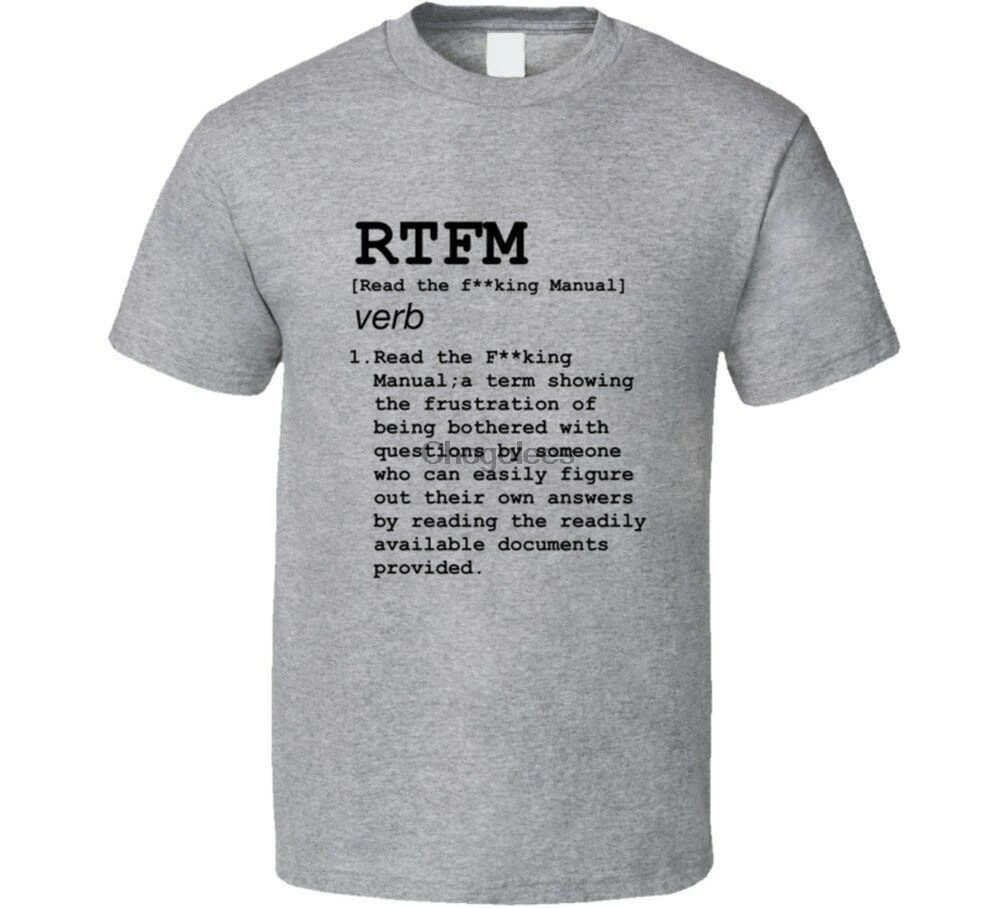 Забавная футболка для ботаника RTFM с разрешением Verb | Мужская одежда