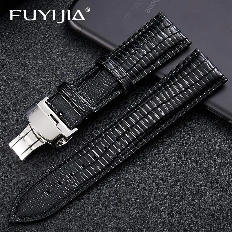 Ремешок FUYIJIA для наручных часов мужчин и женщин браслет из воловьей кожи с