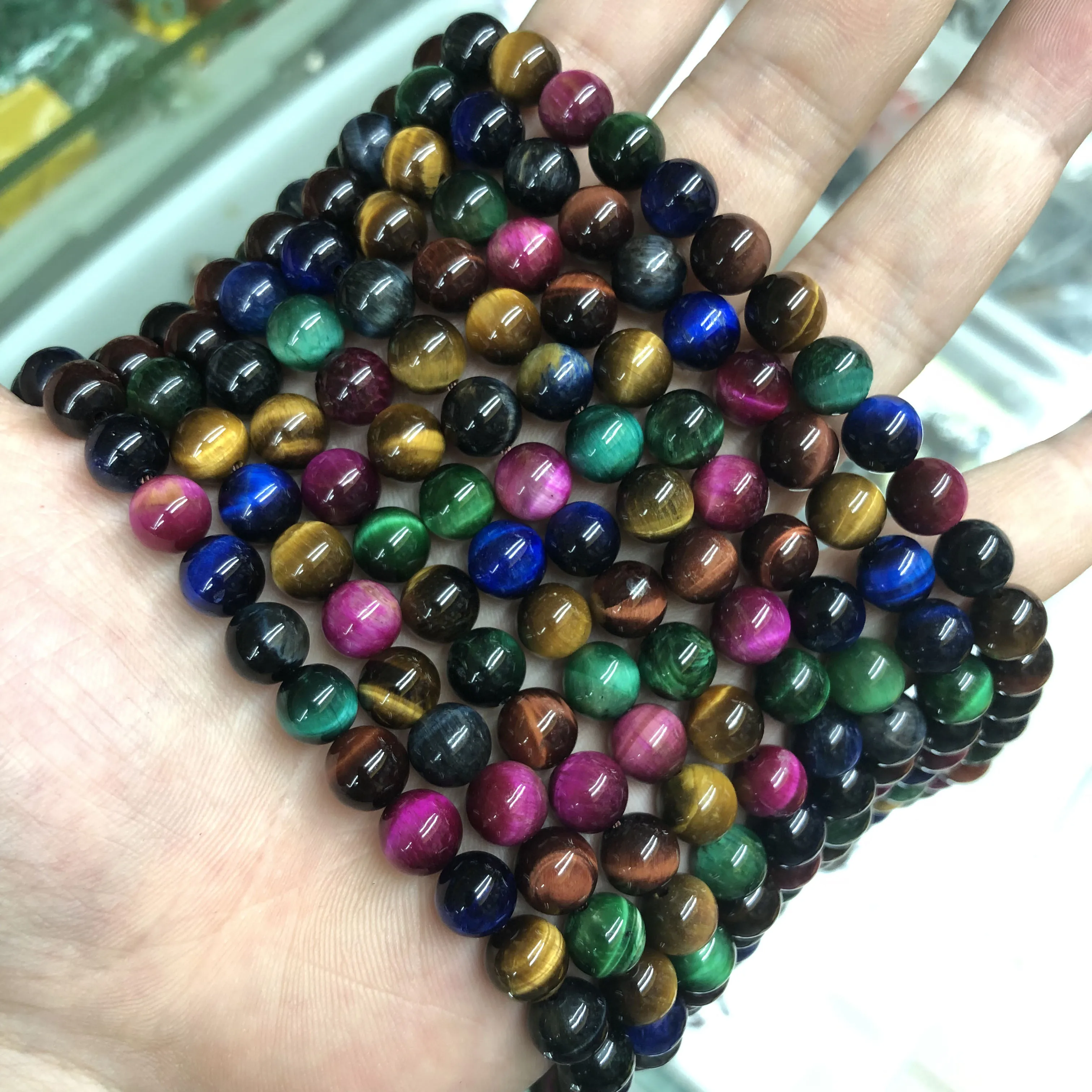 Natural Stone Red Green Yellow Blue Tiger Eye Agates Beads Round Loose Bead 15&quot 4 6 8 10 12 14MM For Jewelry Making DIY Bracelet |