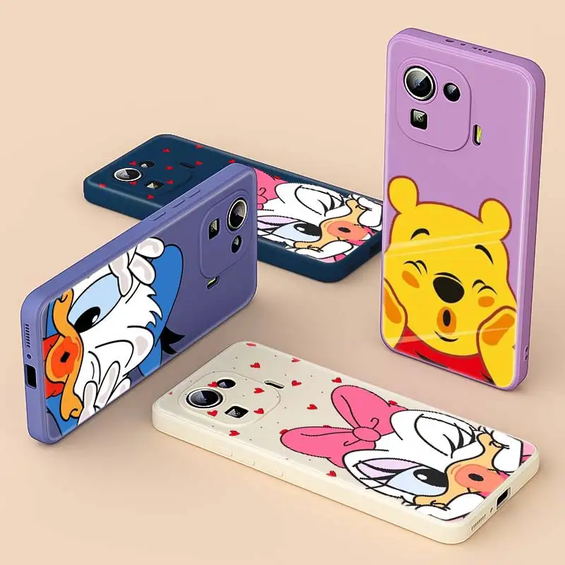 Cute Donald Duck Liquid Silicone Soft TPU For Xiaomi 11 Ultra 11T 11i 10T 10S 10i 10 9 9SE 8SE Pro Lite 5G Phone Case