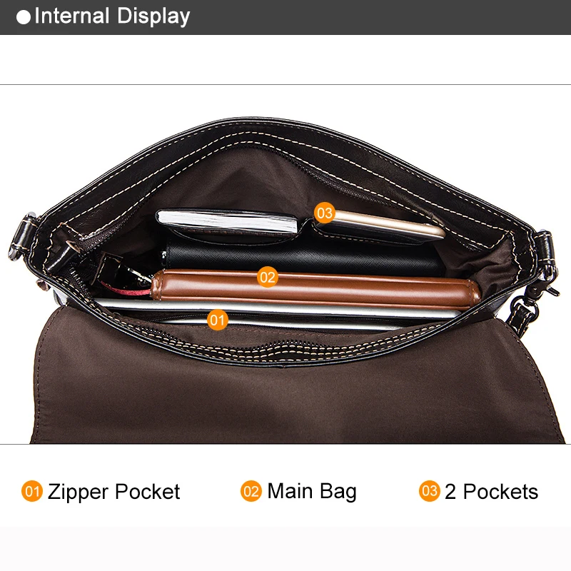 Shoulder Messenger Crossbody Men Bag Cross Body Genuine Leather Handbag Briefcase For Laptop Document A4 Satchel Side Sac Bolso