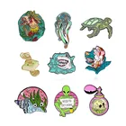 Эмалированная брошь в виде раковины, воды, растений, черепахи, медузы, зеленых листьев, цветов, попугая, акулы, волка, земляного червя, черепа, духов, лацкана, значок