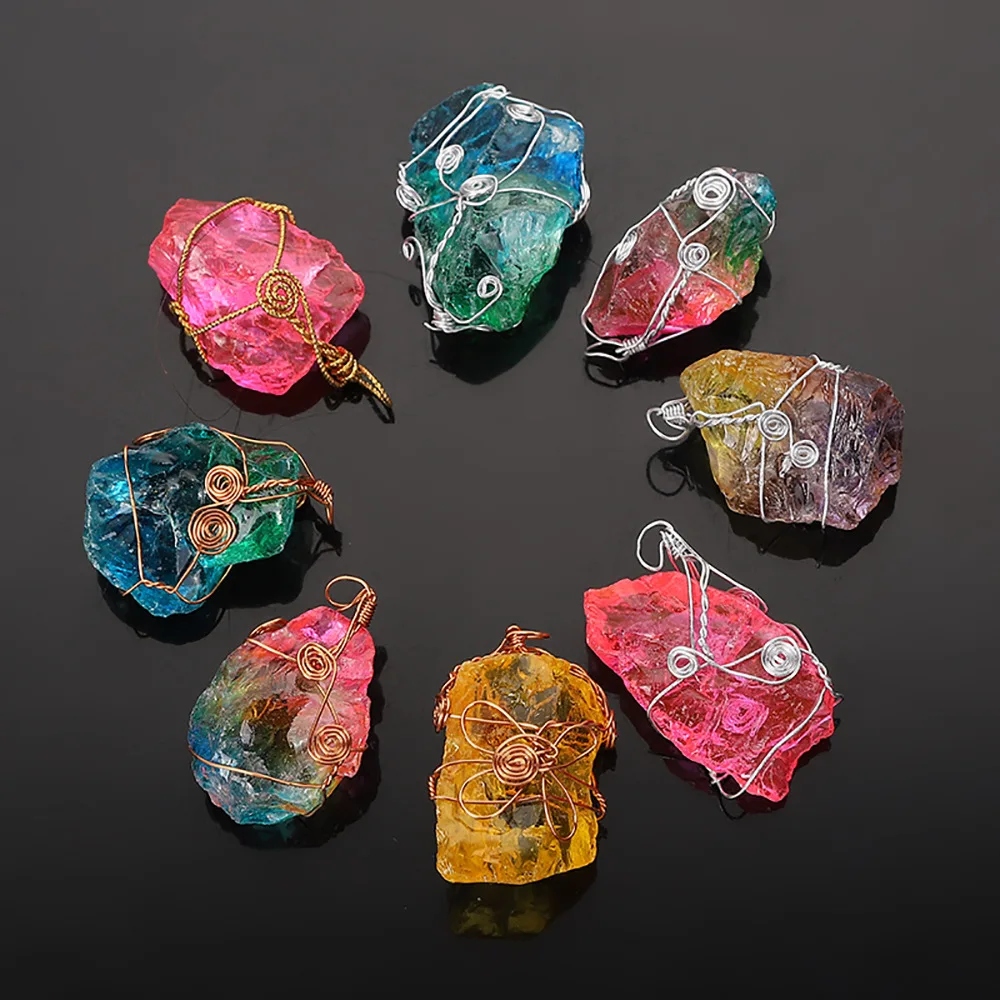 Подвеска из натурального радужного камня для ожерелья модная Хрустальная чакра