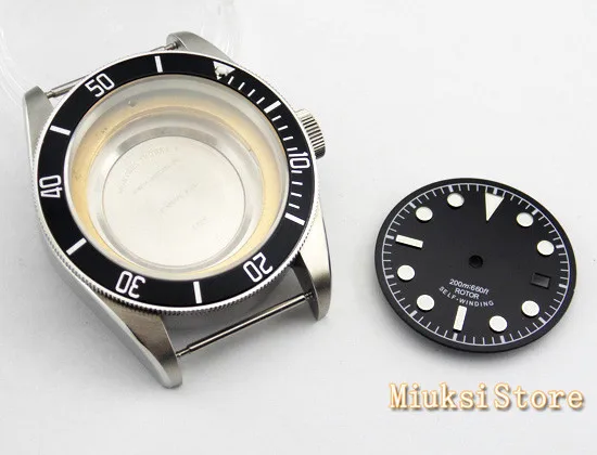 41 мм черный ободок часы с сапфировым стеклом чехол циферблатом подходит для miyota