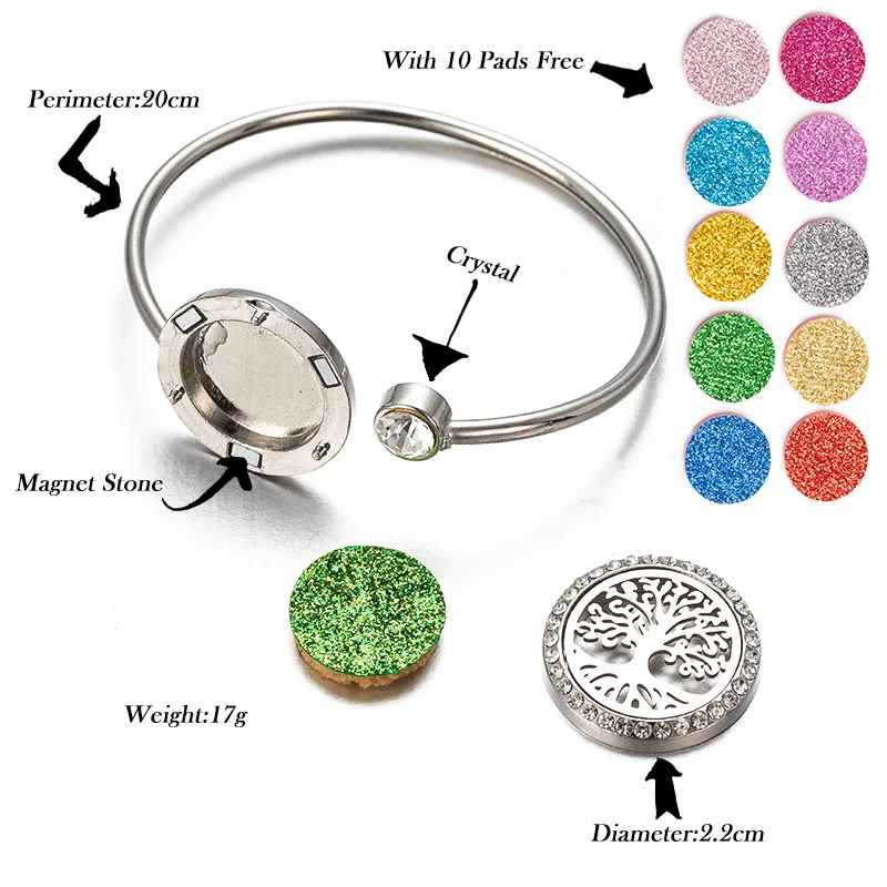 Perfume Bracelet Essential Oil Diffuser Aromatherapy Crystal Box wing Stainless Steel woman FF10 |