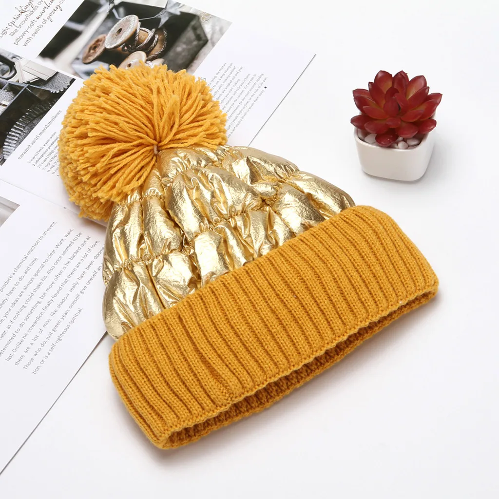 Yellow Новинка, зимняя женская шапка, модные однотонные теплые шапки, вязаные шапки, шапка, брендовый женский головной убор из плотной ткани,, шапки женсие - Цвет: Yellow