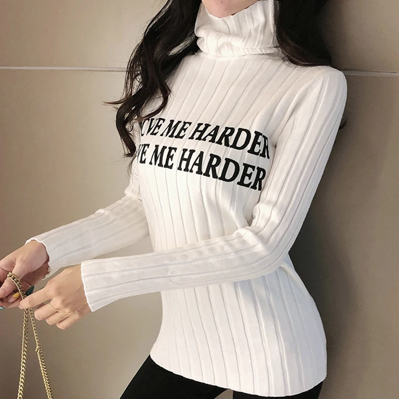 Lucyever весенний белый черный вязаный свитер с буквенным принтом для женщин 2020