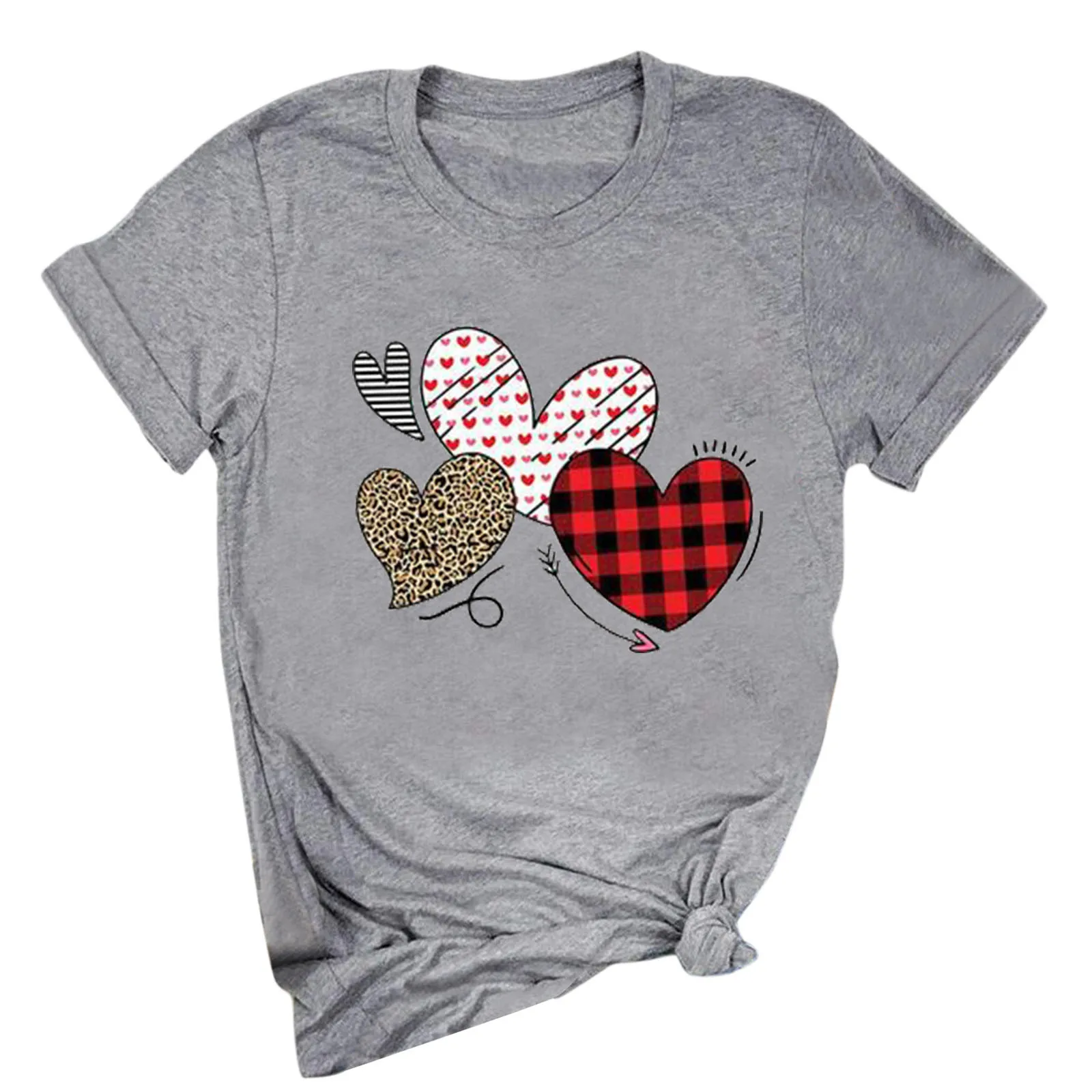 Женская футболка с принтом в форме сердца модная оверсайз 2020 Футболки коротким