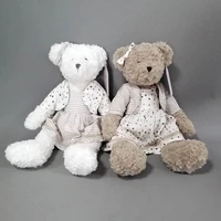 new velvet teddy bear small size 30cm white brown dress rose best friend birthday gift plush toy
