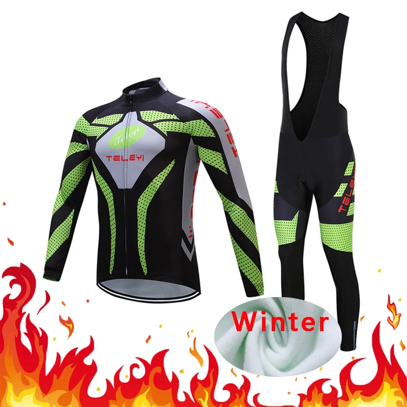 Зимний мужской теплый флисовый комплект из Джерси для велоспорта платье