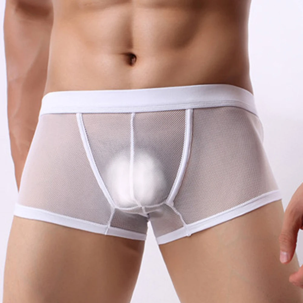 Трусы боксеры мужские сетчатые пикантное нижнее белье воздухопроницаемые трусы