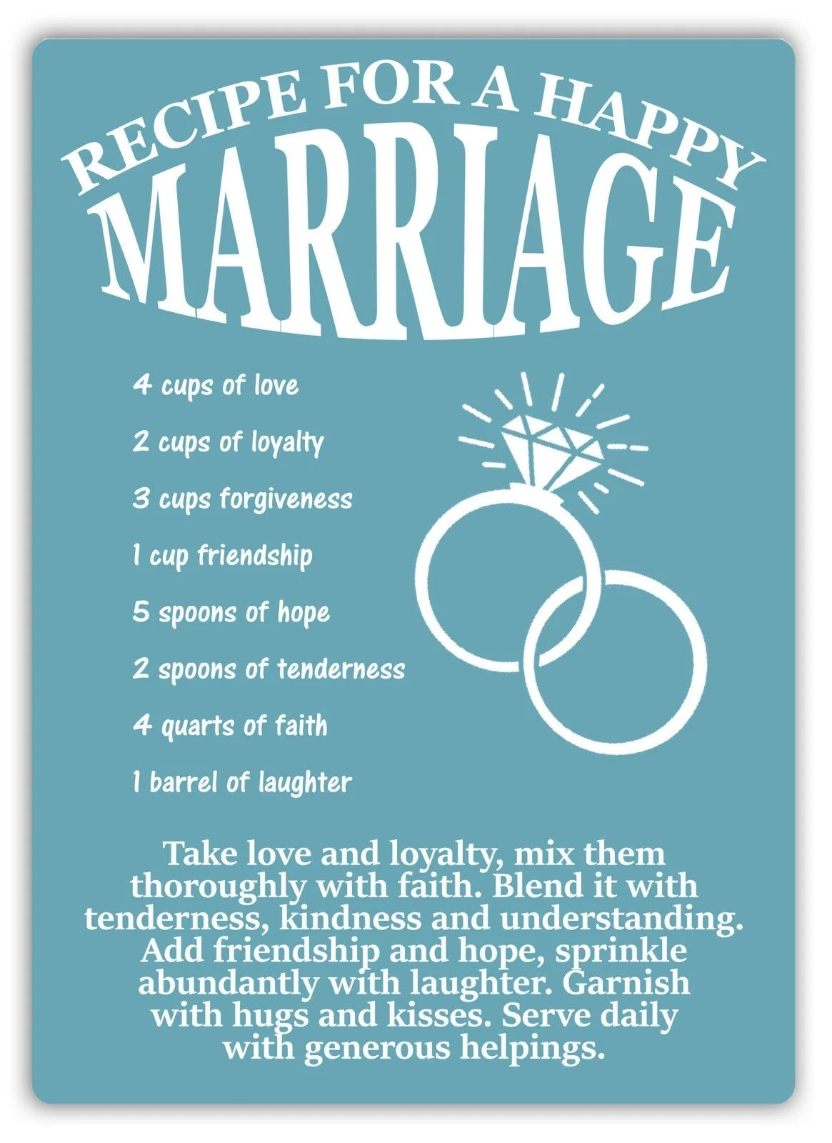 

Рецепт счастливого брака-металлический настенный знак табличка искусство-Любовь Семья жена дом (посетите наш магазин, больше товаров!)