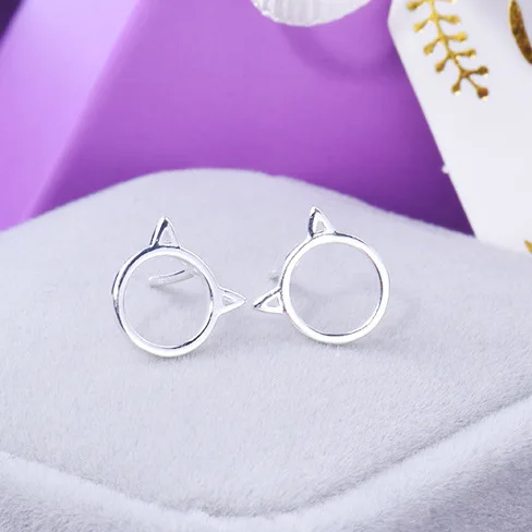 

REETI 925 sterling silver Cat Stud Earrings for Women Elegant Wedding Jewelry pendientes mujer moda 2019 Brincos