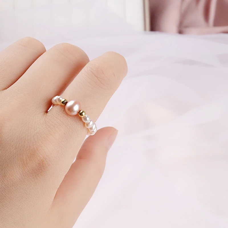 Женское кольцо с натуральным пресноводным жемчугом ASHIQI ювелирное изделие двумя