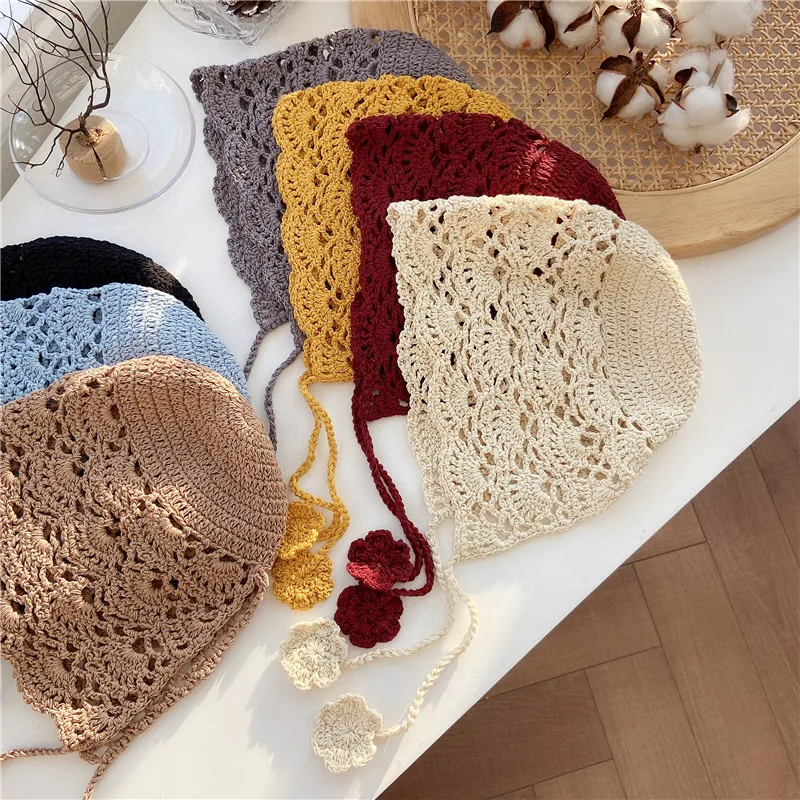 Ручной работы тонкий на шнуровке плетение полые шапка носок кепка вязаная весну