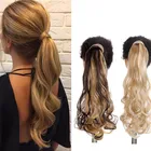 Термостойкие кудрявые парики Allaosify из синтетического волокна, 24 дюйма, с конским хвостом, накладные волосы на клипсах, парик с конским хвостом