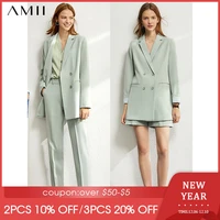 amii minimalism spring suit female offical lady blazer womenlace vneck tankshigh waist womens pants female shorts 12060909