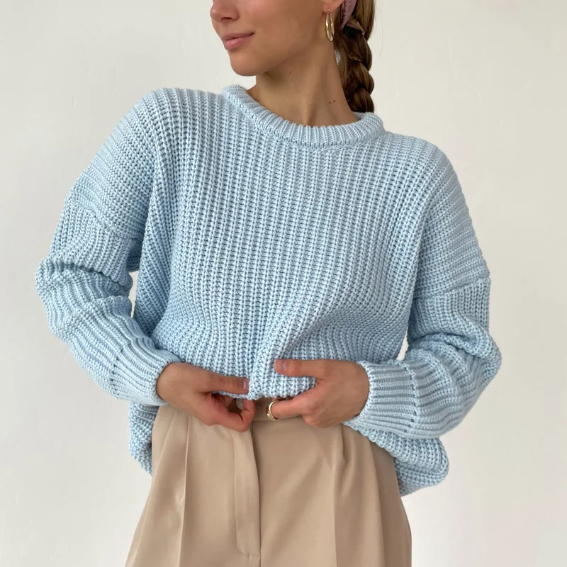 

2021Autumn Winter Thickening Oversized Sweater Women Long Sleeve Casual Loose Pullovers Female Cashmere Solid Knitted Tops