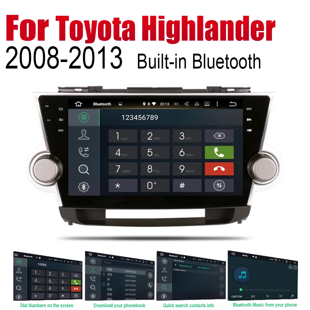 ZaiXi Android 2 Din Авто радио для Toyota Highlander 2008 ~ 2013 автомобильный мультимедийный плеер GPS