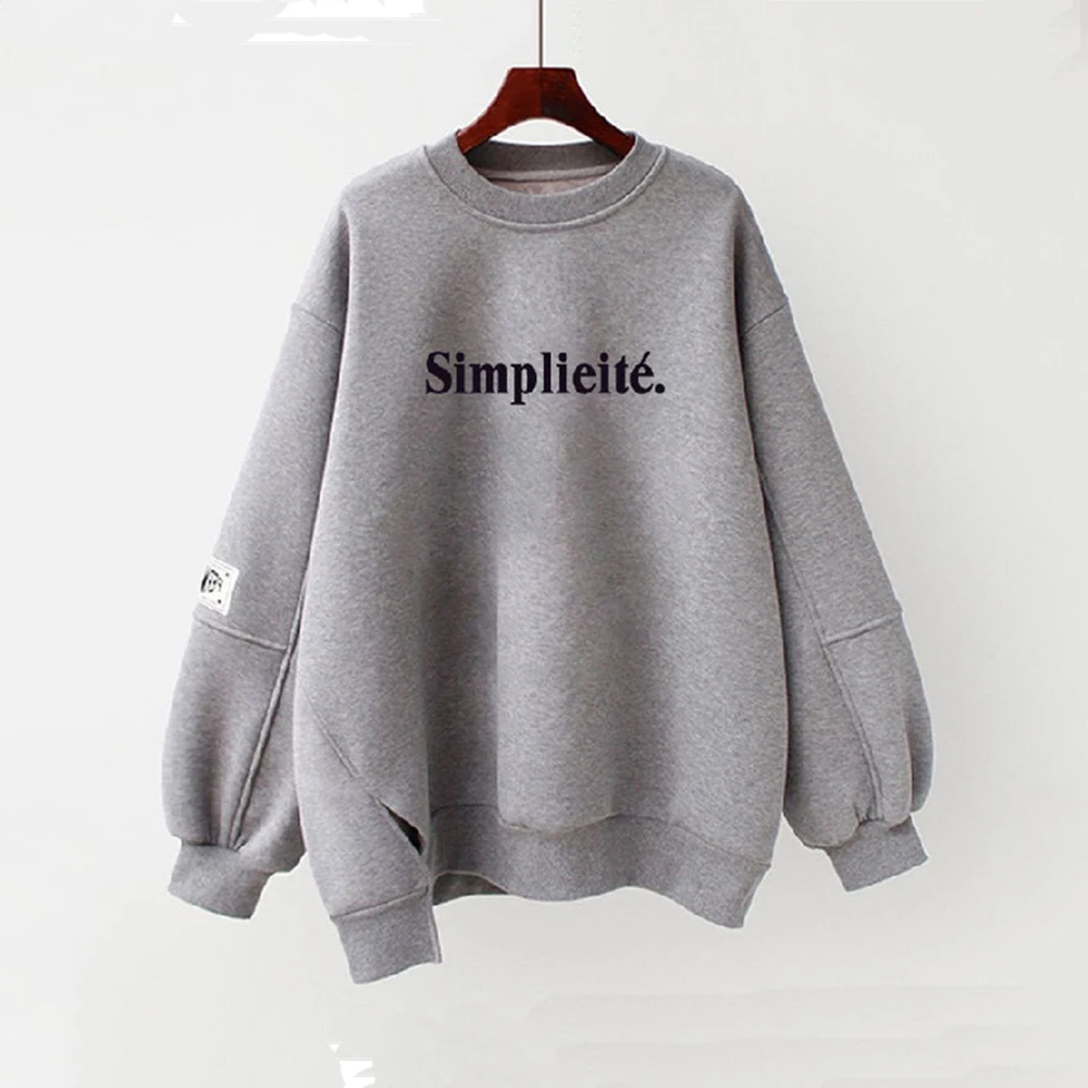 Повседневная Женская толстовка с разрезом толстая весенне-осенняя корейская