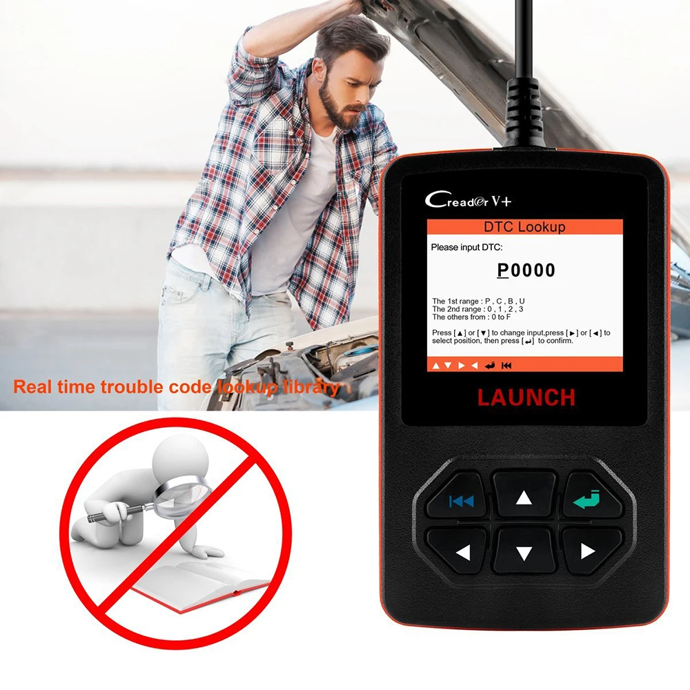 LAUNCH Creader V + OBD2 автомобильный считыватель кодов двигателя EOBD OBDII профессиональный