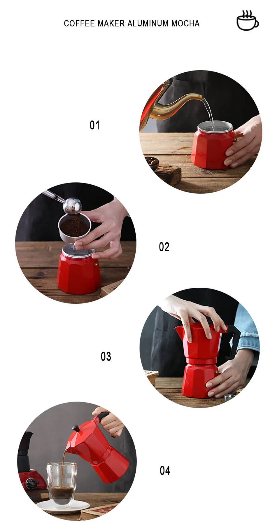 Кофеварка GUNOT, алюминиевый кофейник Mocha, кофейник для эспрессо, кофейник, кофейник для эспрессо, Кофеварка