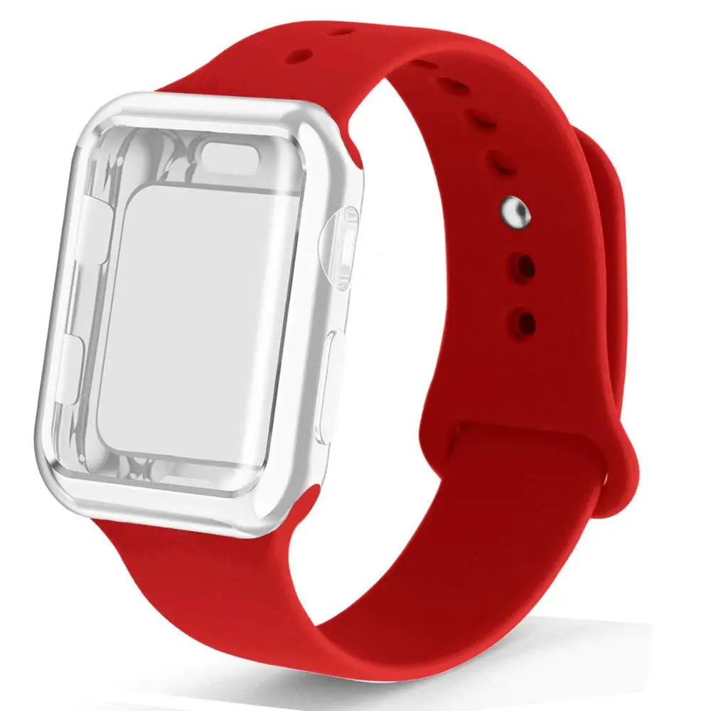 

Case+silicone band for apple watch series 6 SE 5 4 3 iwatch band 42mm 38 bacelet watchband strap for apple watch band 44mm 40mm