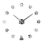 Настенные часы 3d сделай сам, акриловые зеркальные наклейки, кварцевые современные украшения для дома с рисунком кошачьей лапы