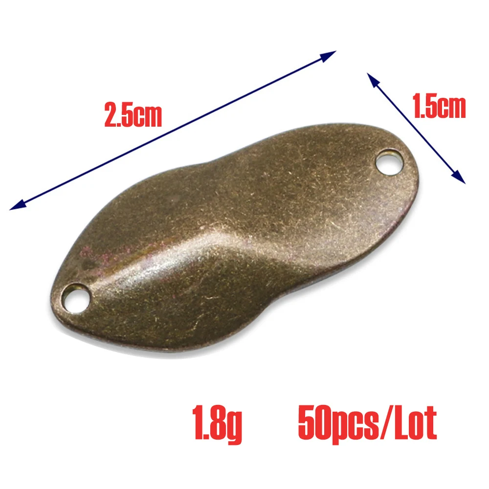1.8g--50pcs Jerry 50 шт., 1,5 г, 2 г, 3 г, латунная Неокрашенная металлическая приманка, рыболовные приманки, микрозона, ложки для форели, ультралегкие безделушки - Цвет: 1.8g--50pcs