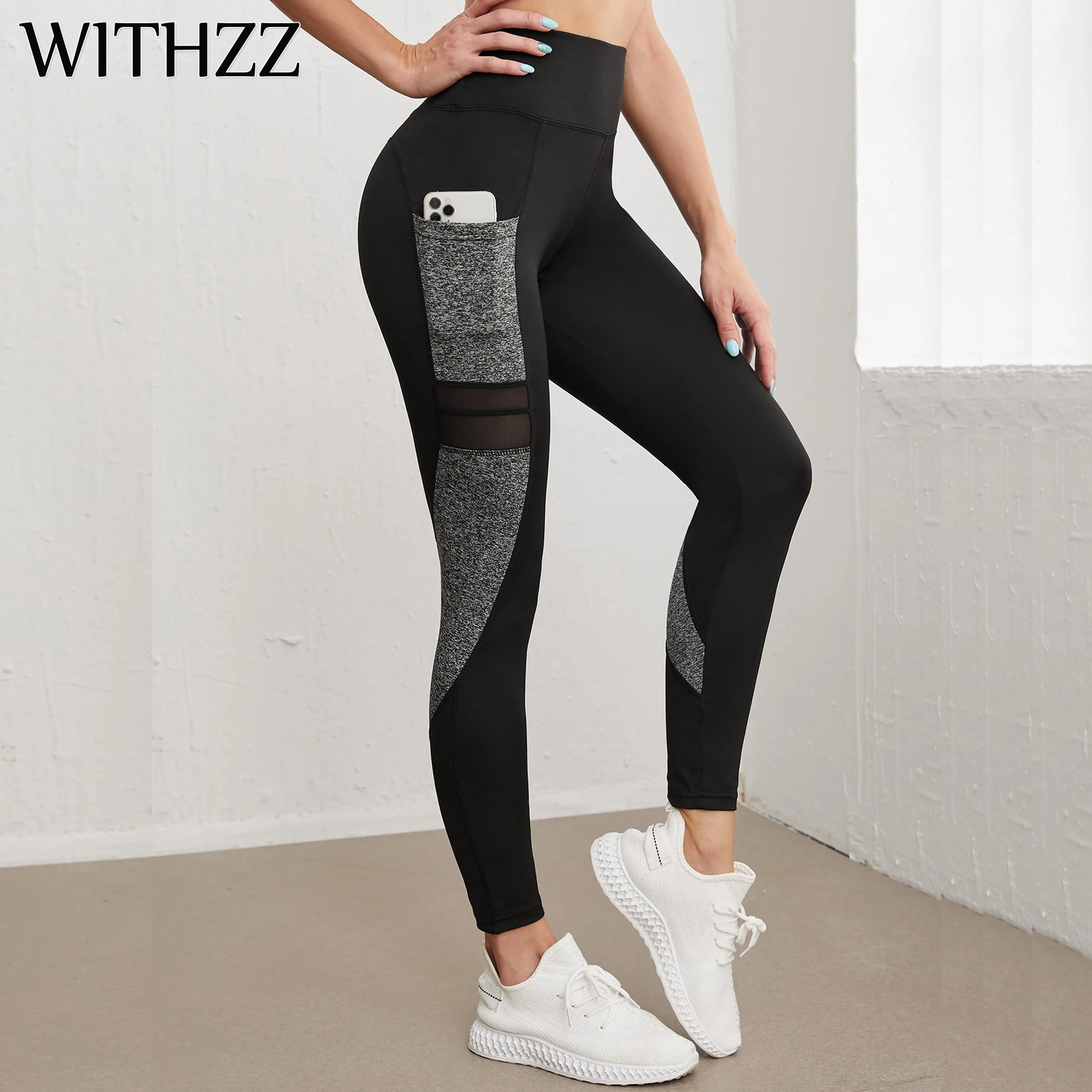 

WITHZZ Female High Waist Skinny Pocket Running Fitness Women Pants Leggings