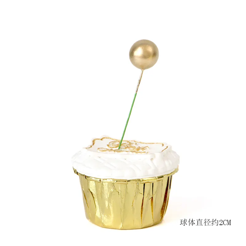 gold 2cm 5pcs Cakelove 5 шт./лот Прекрасный Золотой шар торт Топпер кекс ко дню рождения для украшения детского душа детский день рождения праздничный свадебный сувенир поставки - Цвет: gold 2cm 5pcs