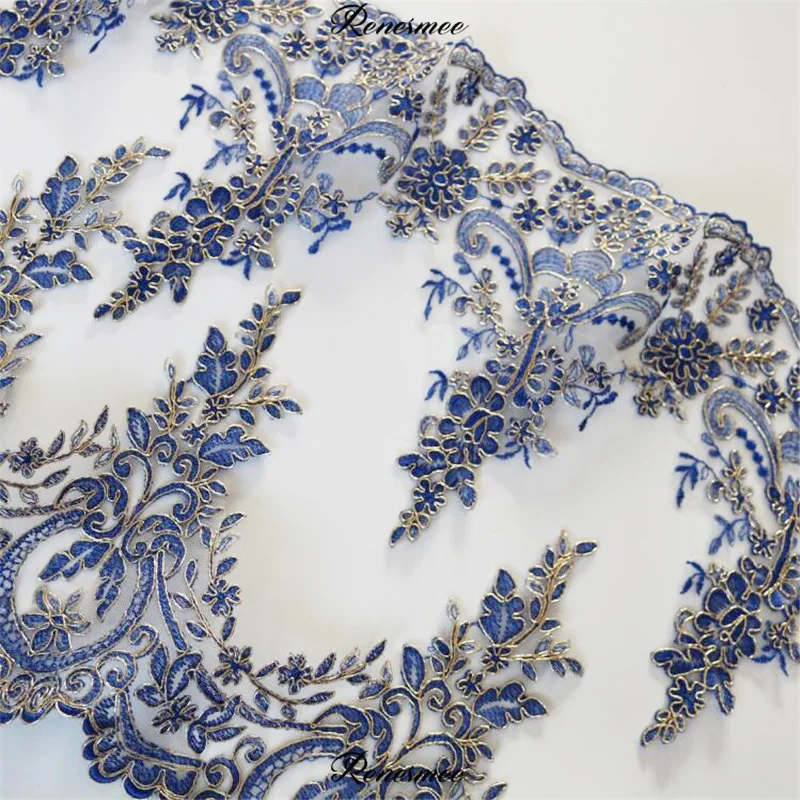 Изящное изысканное синее кружевное платье 1Yd с золотой нитью и вышивкой бедра