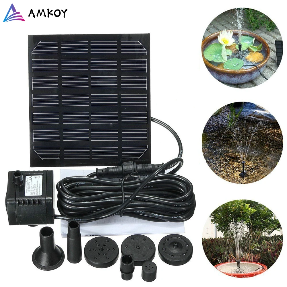 

AMKOY 1.5W Solar Garden Fountain Pump 200L/H Waterfalls Power Solar Bird Fountain Powered Water Pump Birdbath Fountain Deco