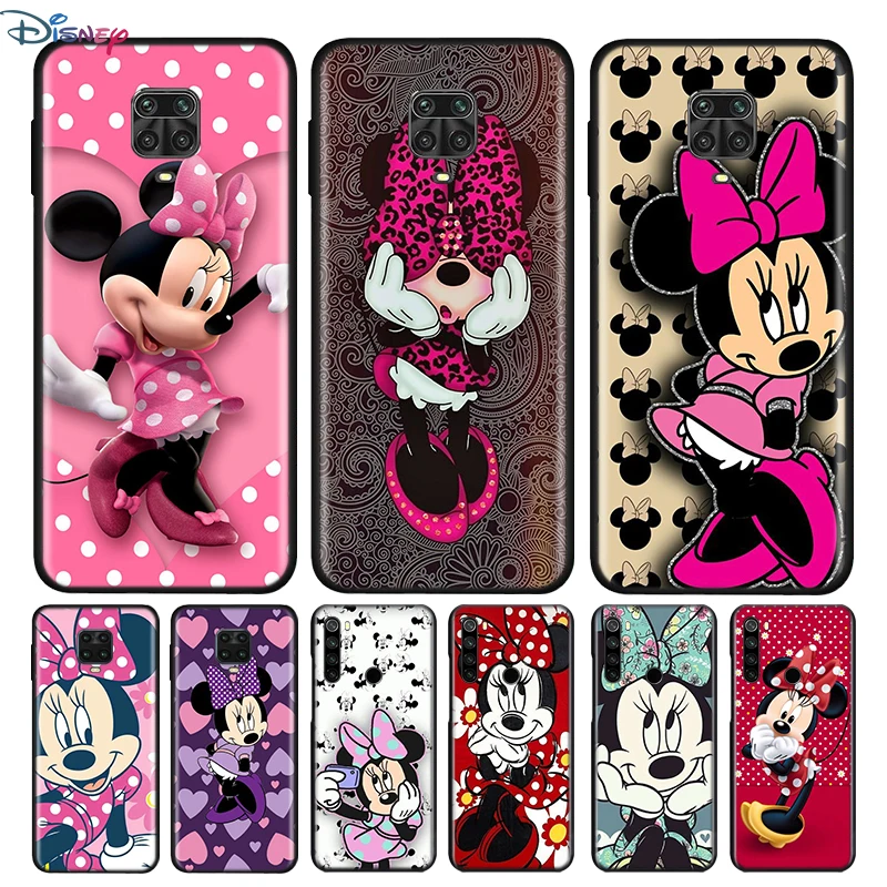 Black Silicone Cover Minnie Mouse For Xiaomi Redmi Note 10 10S 9 9S Pro Max 9T 8T 8 7 6 5 Pro 5A Phone Case