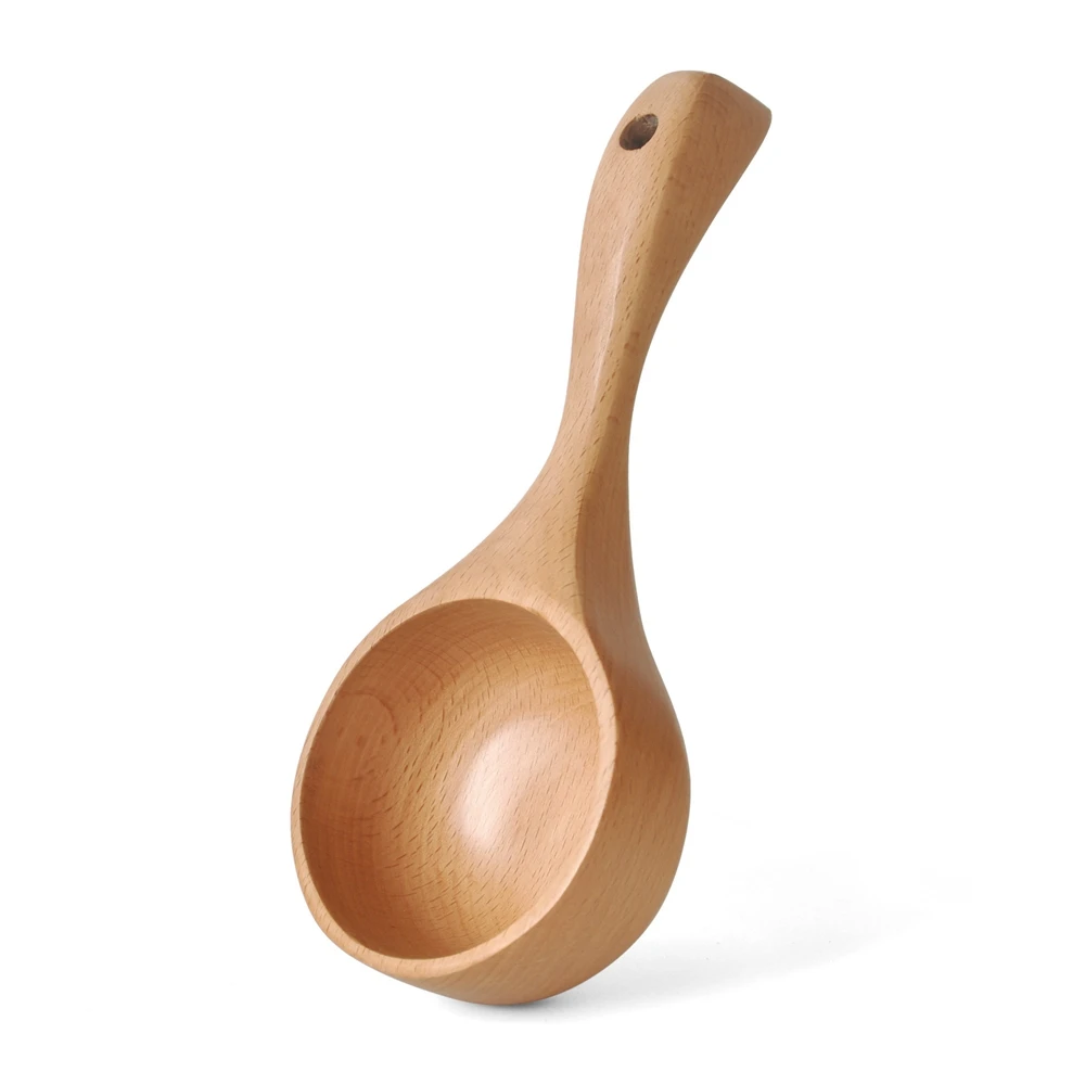 

Wood Scoop Japanese Style Solid Wood Water Rice Flour Scoop Multipurpose Wooden Ladle for Cooking Bath Tablespoon