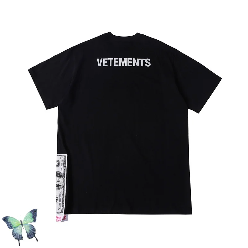 

Reflective Vetements T-shirt Men Women Banknote Dollar Vetements T Shirt High Quality Inside Tag