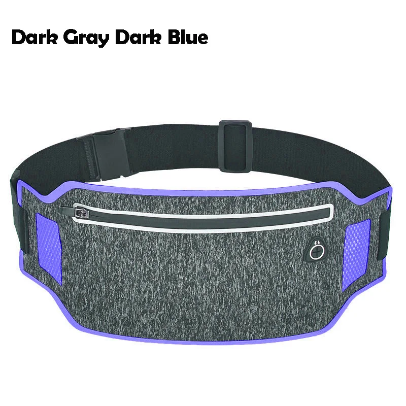 dark gray blue Сумка для бега для телефона, водонепроницаемая поясная сумка для бега, светильник, дышащий поясной ремень, унисекс Фитнес поясная сумка, спортивные аксессуары - Цвет: dark gray blue